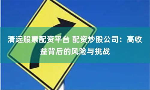 清远股票配资平台 配资炒股公司：高收益背后的风险与挑战